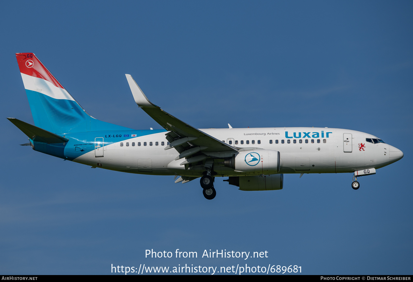 Aircraft Photo of LX-LGQ | Boeing 737-7C9 | Luxair | AirHistory.net #689681