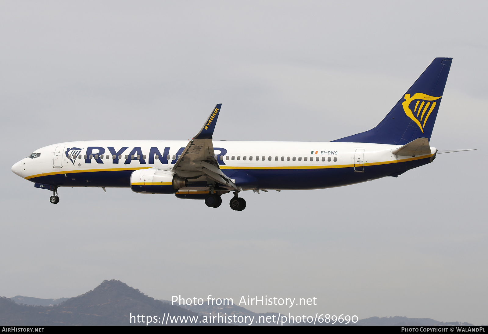 Aircraft Photo of EI-DWS | Boeing 737-8AS | Ryanair | AirHistory.net #689690
