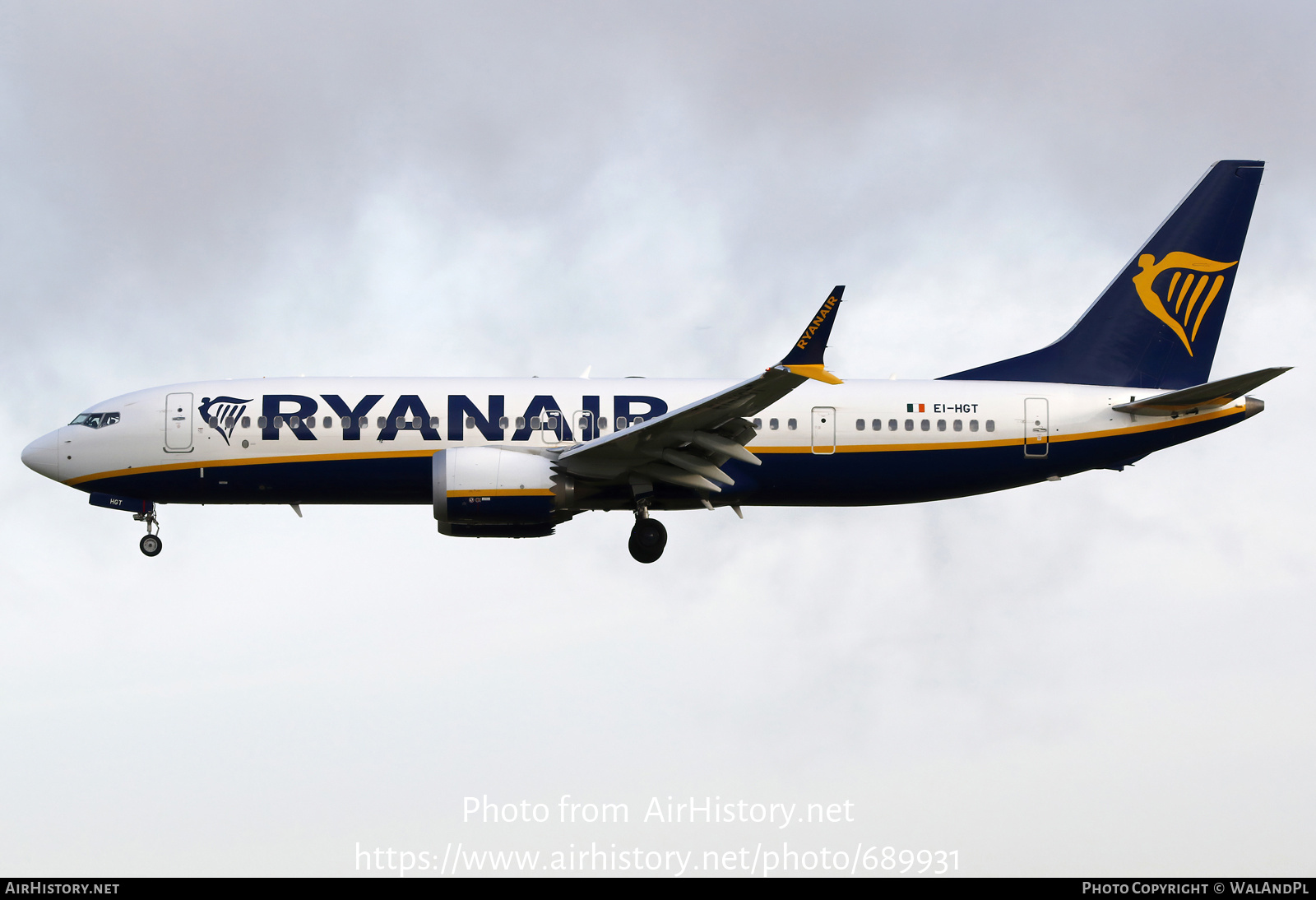 Aircraft Photo of EI-HGT | Boeing 737-8200 Max 200 | Ryanair | AirHistory.net #689931
