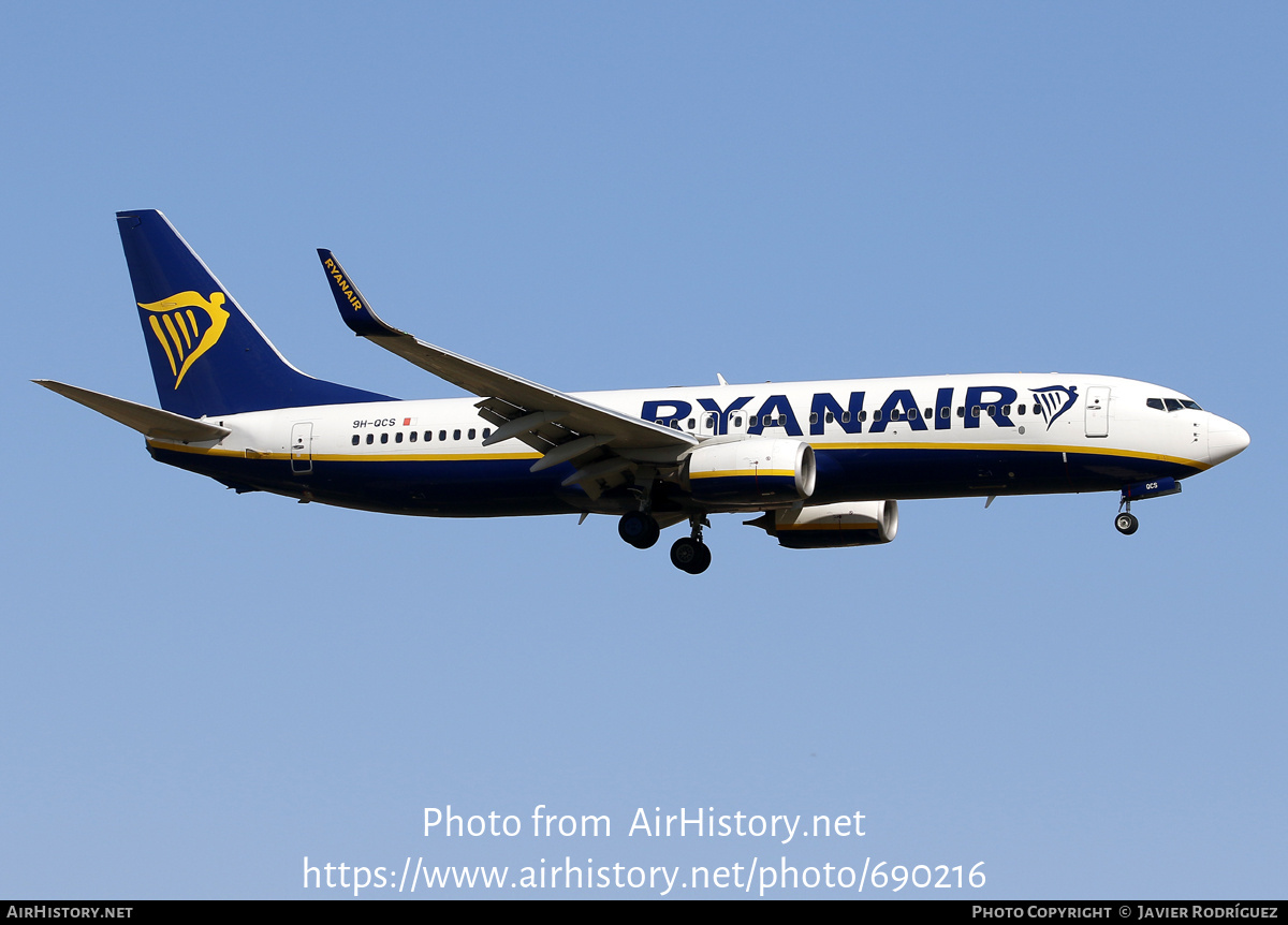 Aircraft Photo of 9H-QCS | Boeing 737-8AS | Ryanair | AirHistory.net #690216