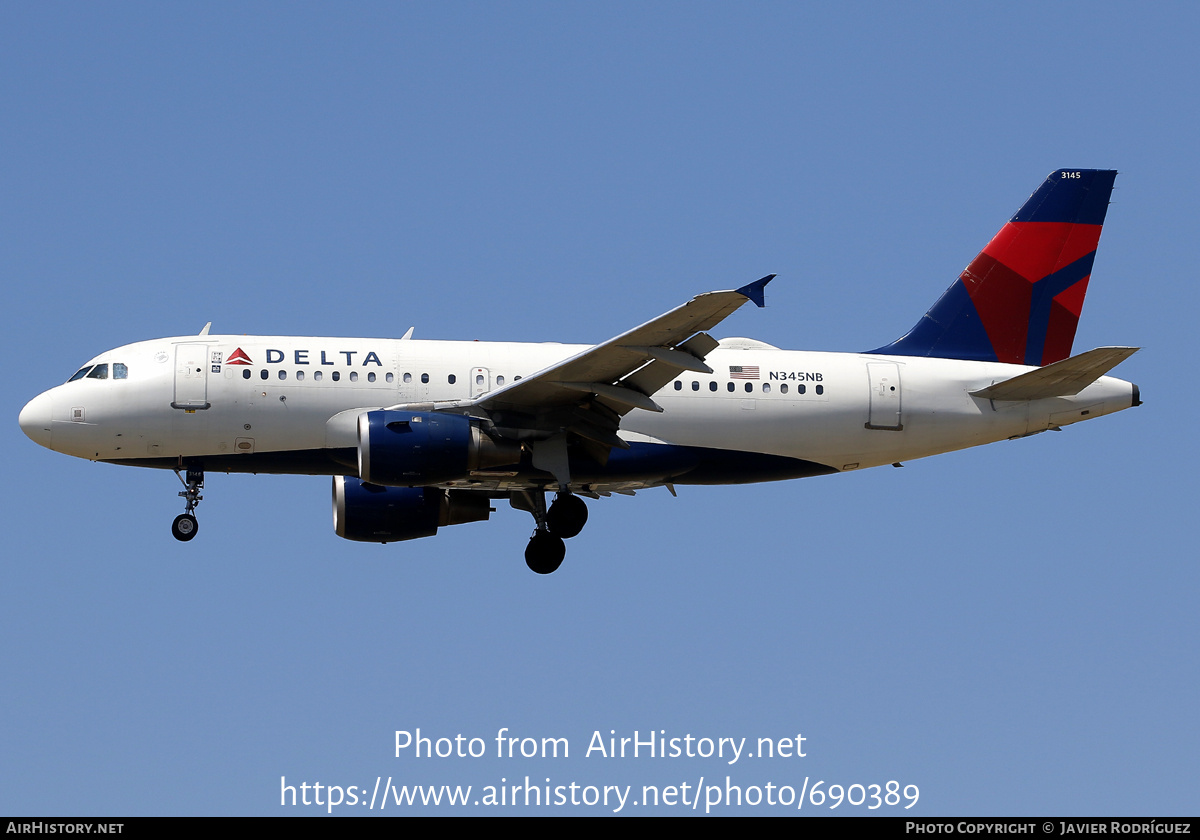 Aircraft Photo of N345NB | Airbus A319-114 | Delta Air Lines | AirHistory.net #690389