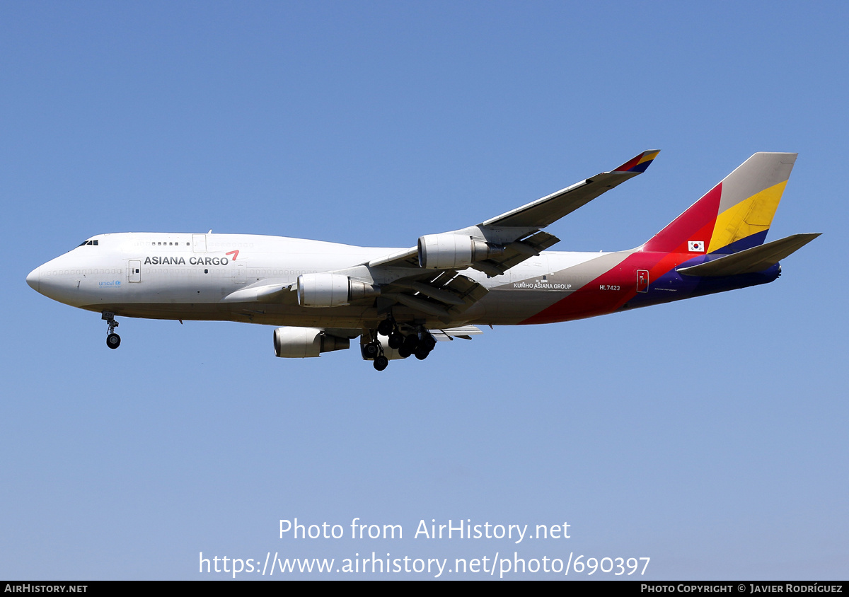 Aircraft Photo of HL7423 | Boeing 747-48EM | Asiana Airlines Cargo | AirHistory.net #690397