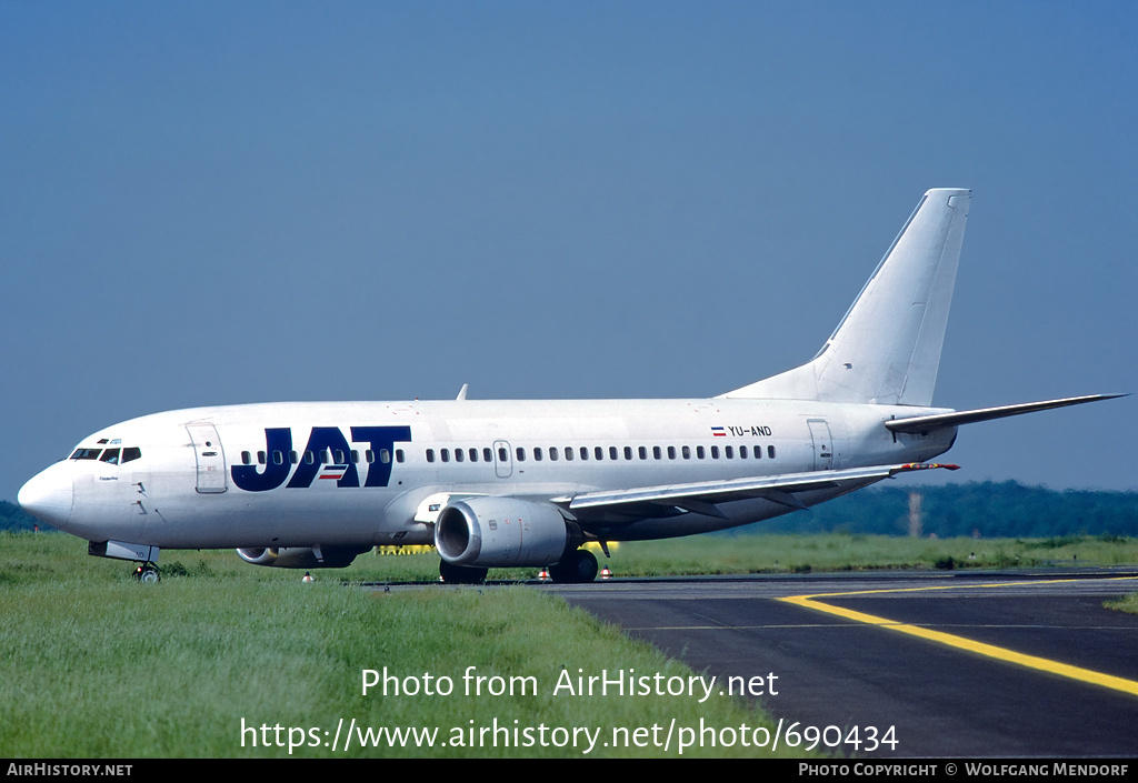Aircraft Photo of YU-AND | Boeing 737-3H9 | JAT Yugoslav Airlines - Jugoslovenski Aerotransport | AirHistory.net #690434