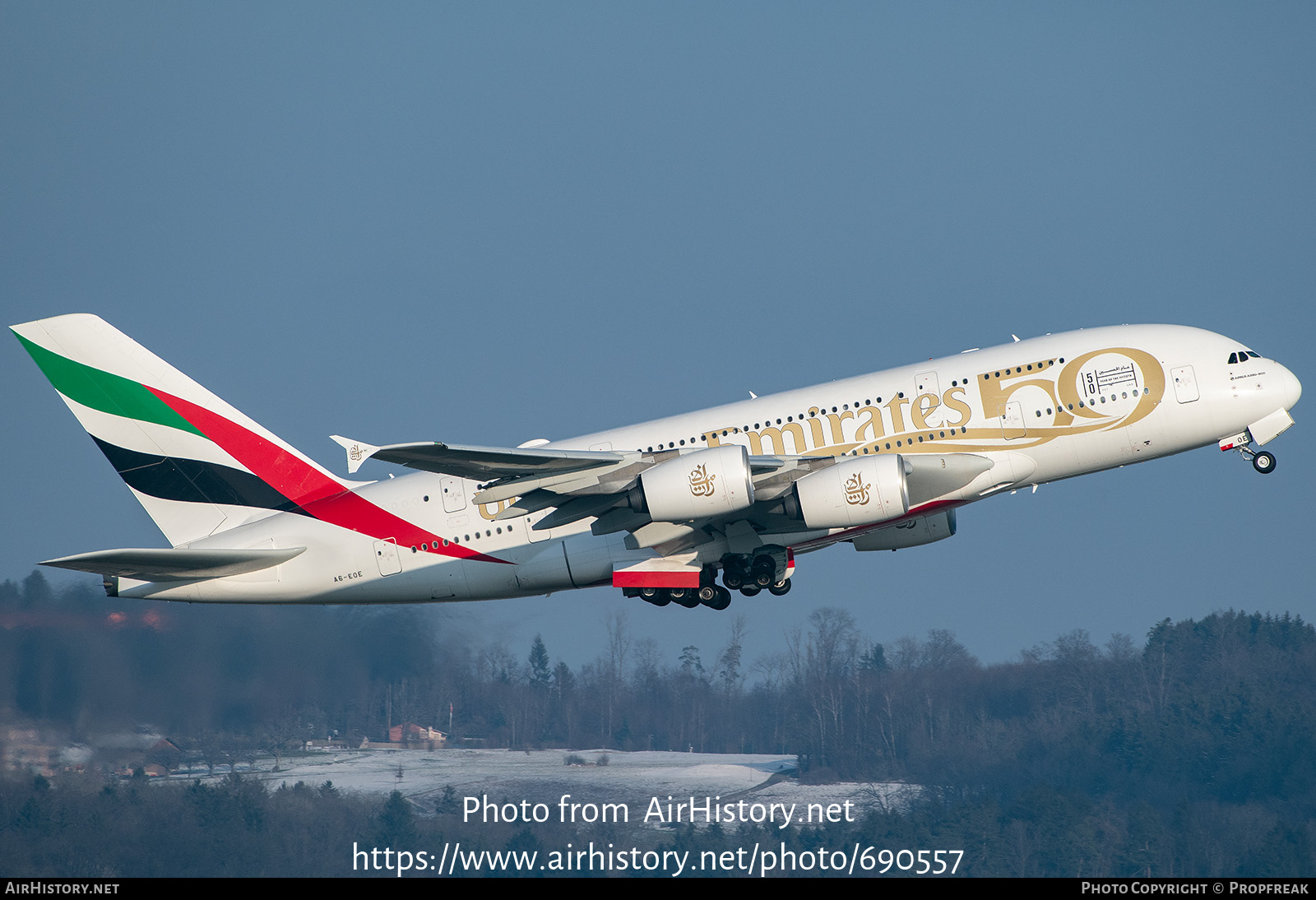 Aircraft Photo of A6-EOE | Airbus A380-861 | Emirates | AirHistory.net #690557