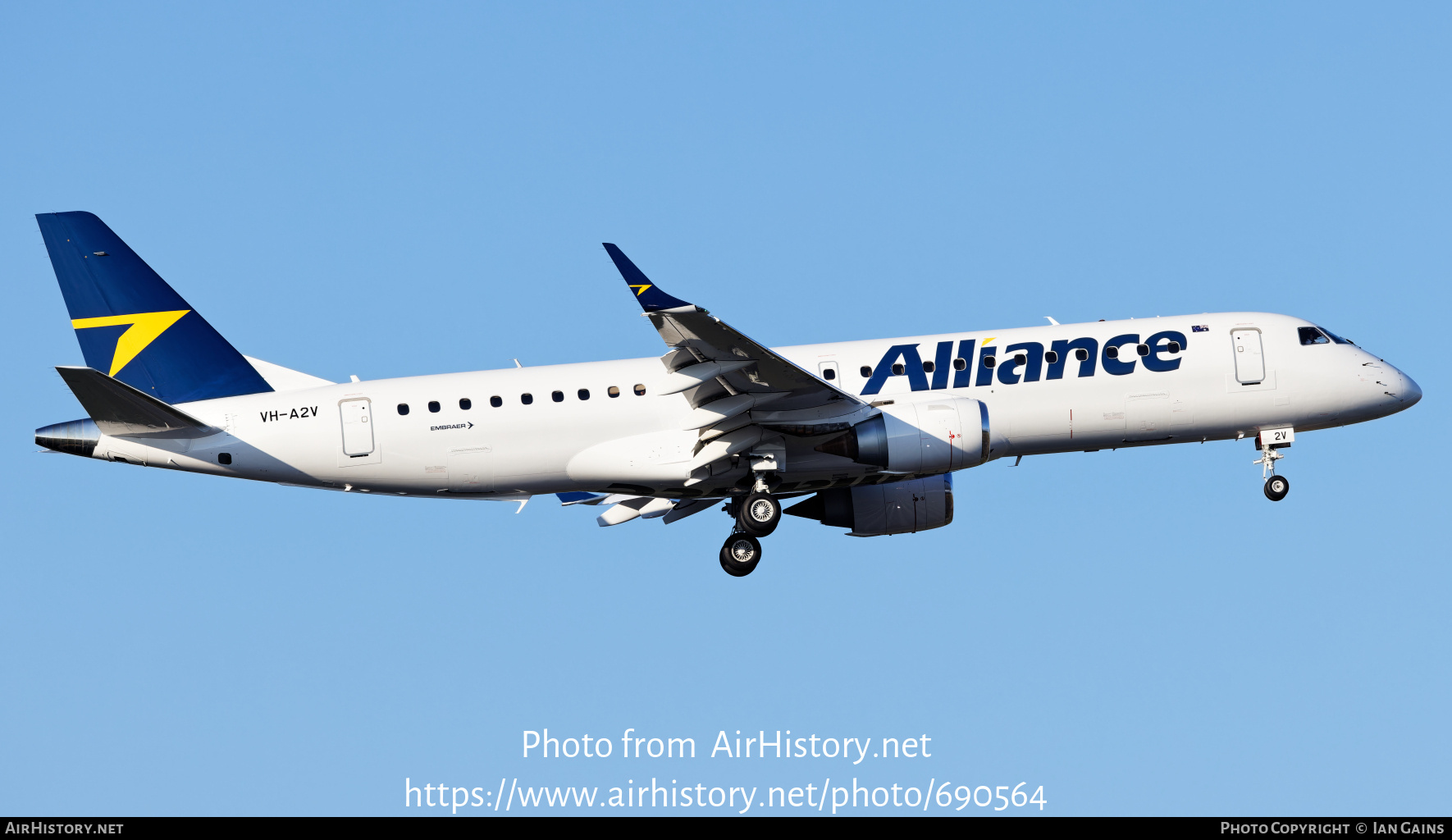 Aircraft Photo of VH-A2V | Embraer 190AR (ERJ-190-100IGW) | Alliance Airlines | AirHistory.net #690564