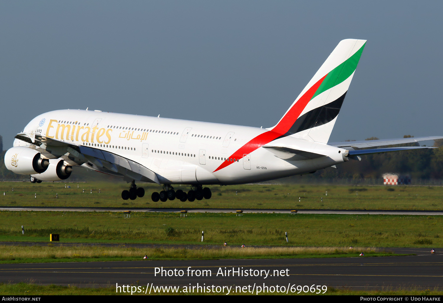 Aircraft Photo of A6-EDQ | Airbus A380-861 | Emirates | AirHistory.net #690659