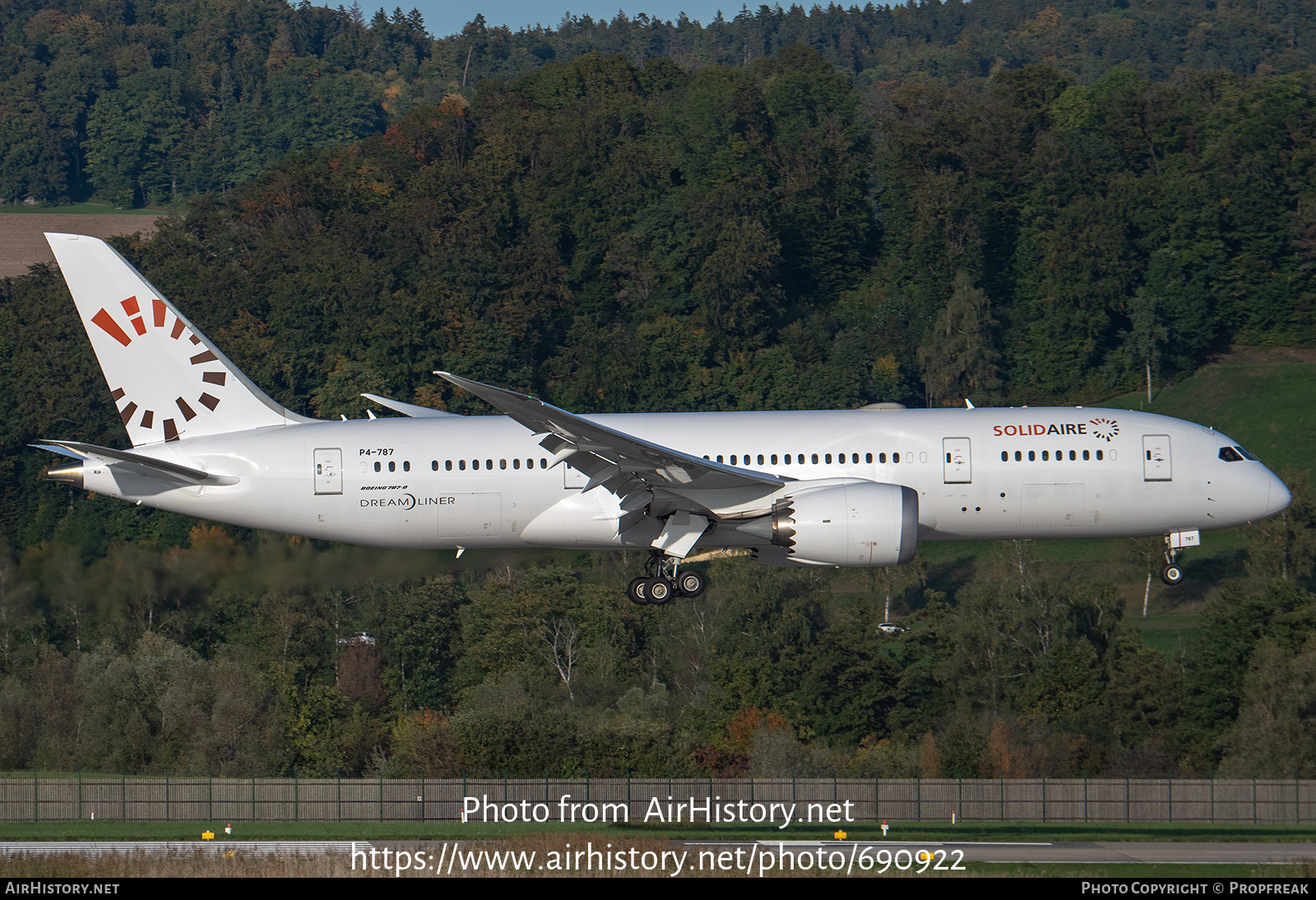 Aircraft Photo of P4-787 | Boeing 787-8 Dreamliner | SolidAire | AirHistory.net #690922