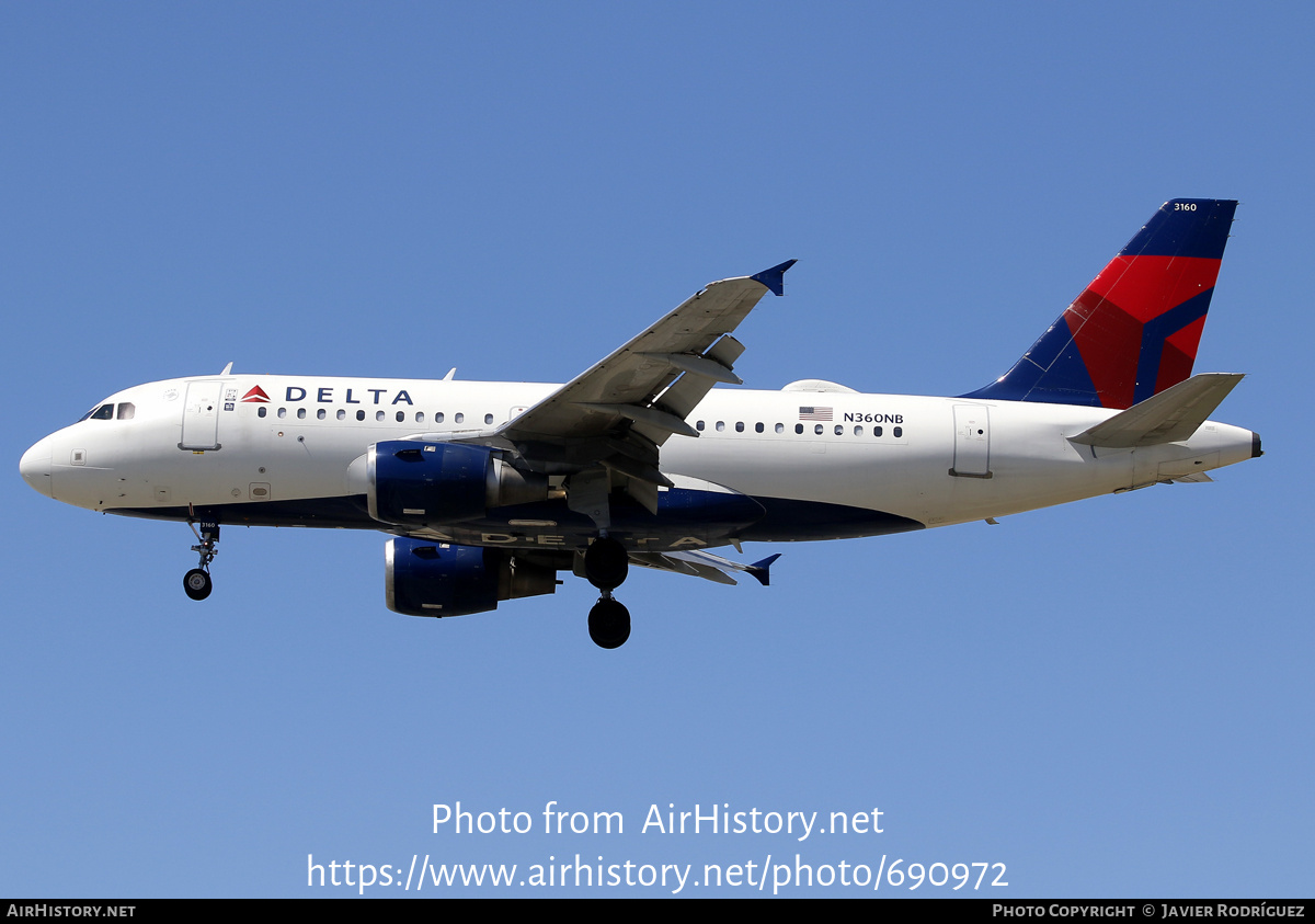 Aircraft Photo of N360NB | Airbus A319-114 | Delta Air Lines | AirHistory.net #690972