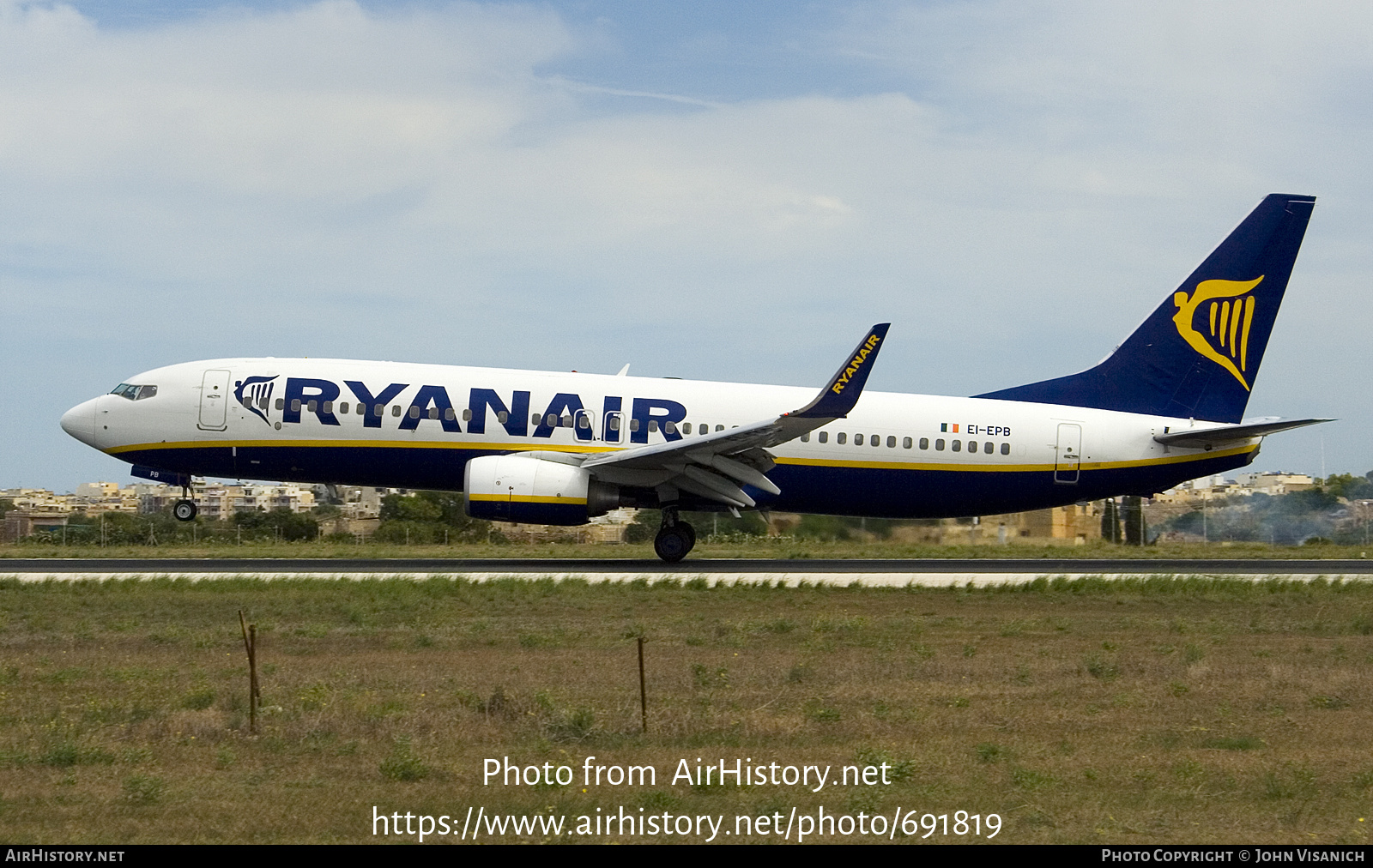 Aircraft Photo of EI-EPB | Boeing 737-8AS | Ryanair | AirHistory.net #691819