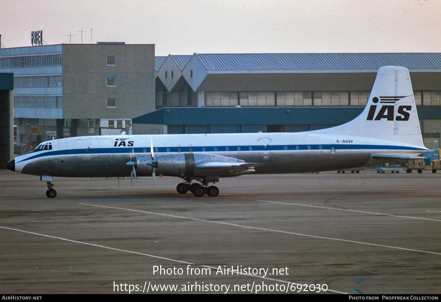 Aircraft Photo of G-AOVP | Bristol 175 Britannia 312F | IAS Cargo Airlines - International Aviation Services | AirHistory.net #692030