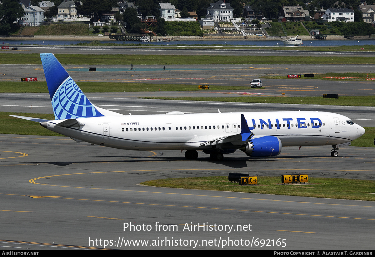 Aircraft Photo of N77552 | Boeing 737-9 Max 9 | United Airlines | AirHistory.net #692165