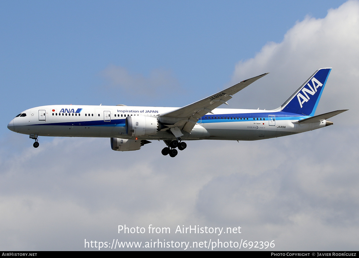 Aircraft Photo of JA891A | Boeing 787-9 Dreamliner | All Nippon Airways - ANA | AirHistory.net #692396