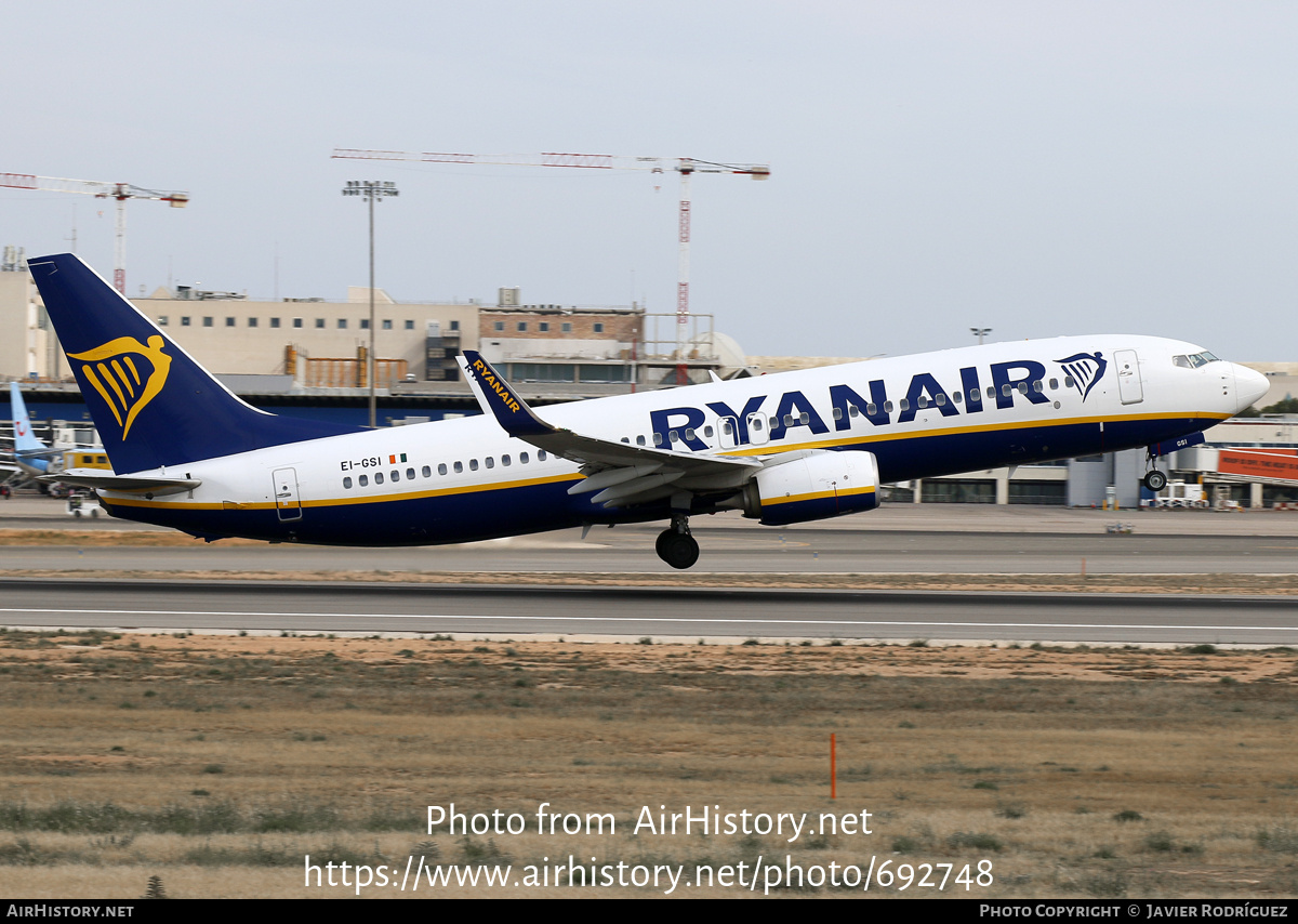 Aircraft Photo of EI-GSI | Boeing 737-800 | Ryanair | AirHistory.net #692748