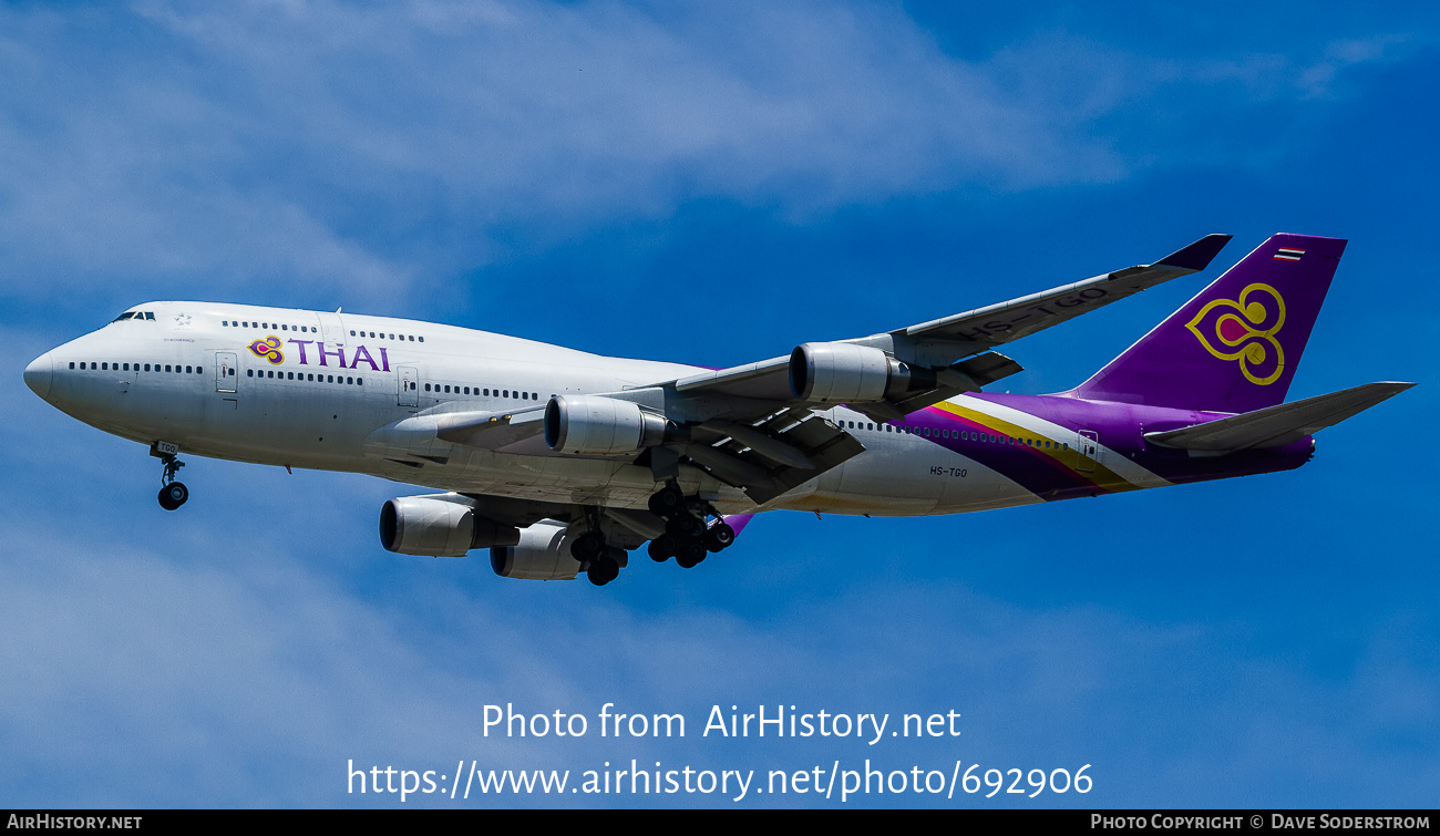 Aircraft Photo of HS-TGO | Boeing 747-4D7 | Thai Airways International | AirHistory.net #692906