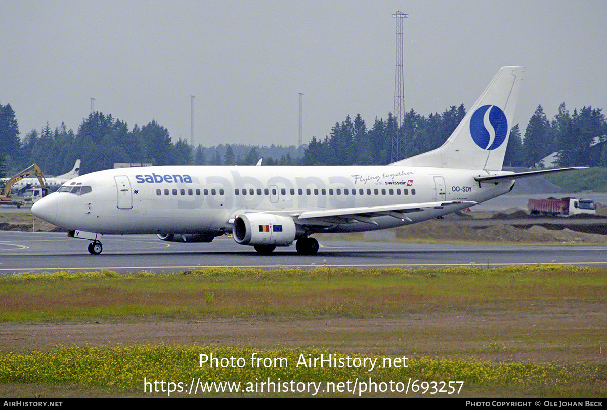 Aircraft Photo of OO-SDY | Boeing 737-329 | Sabena | AirHistory.net #693257