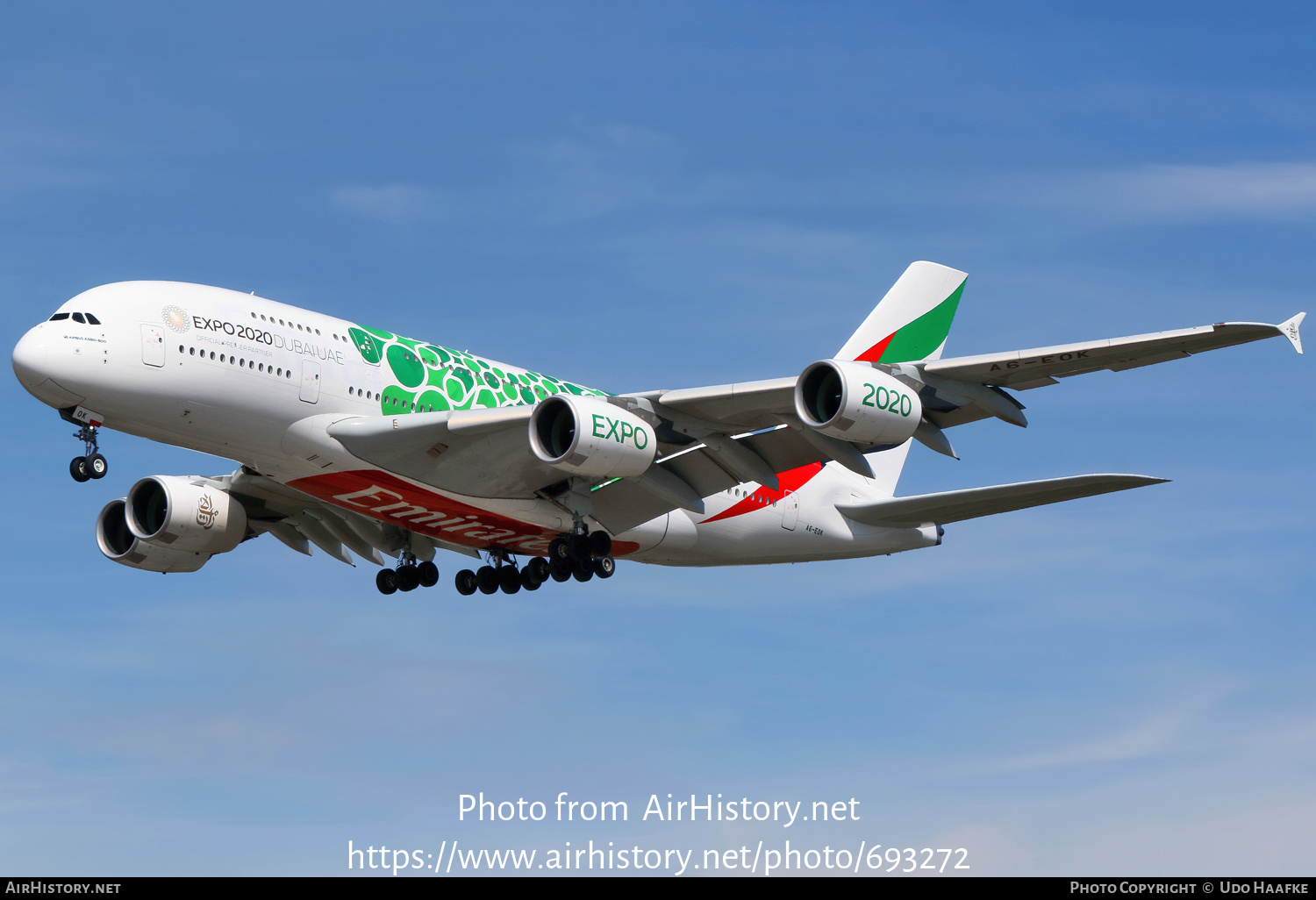 Aircraft Photo of A6-EOK | Airbus A380-861 | Emirates | AirHistory.net #693272