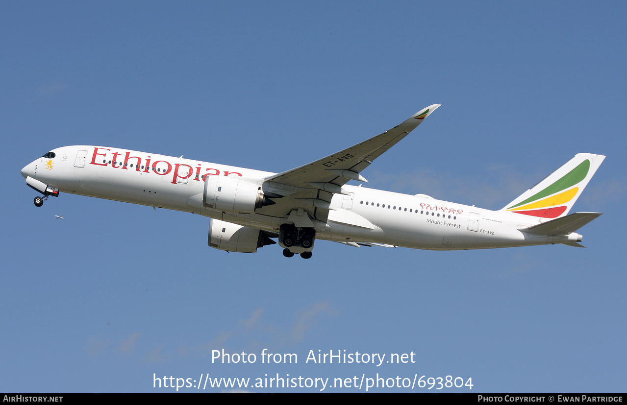 Aircraft Photo of ET-AVD | Airbus A350-941 | Ethiopian Airlines | AirHistory.net #693804