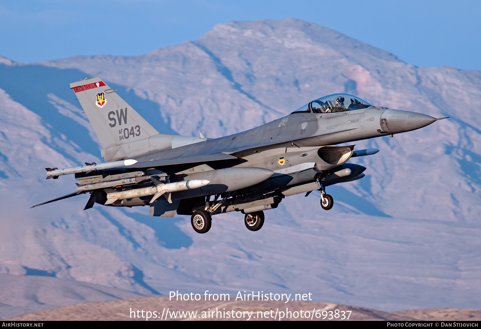 Aircraft Photo of 94-0043 / AF94-043 | General Dynamics F-16CM Fighting Falcon | USA - Air Force | AirHistory.net #693837