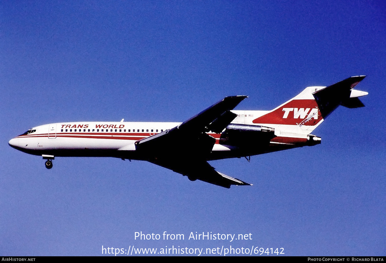 Aircraft Photo of N831TW | Boeing 727-31 | Trans World Airlines - TWA | AirHistory.net #694142