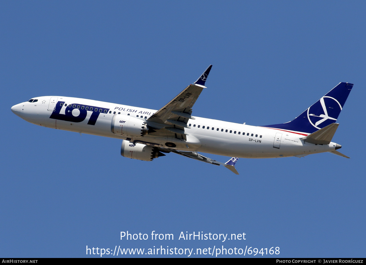 Aircraft Photo of SP-LVN | Boeing 737-8 Max 8 | LOT Polish Airlines - Polskie Linie Lotnicze | AirHistory.net #694168