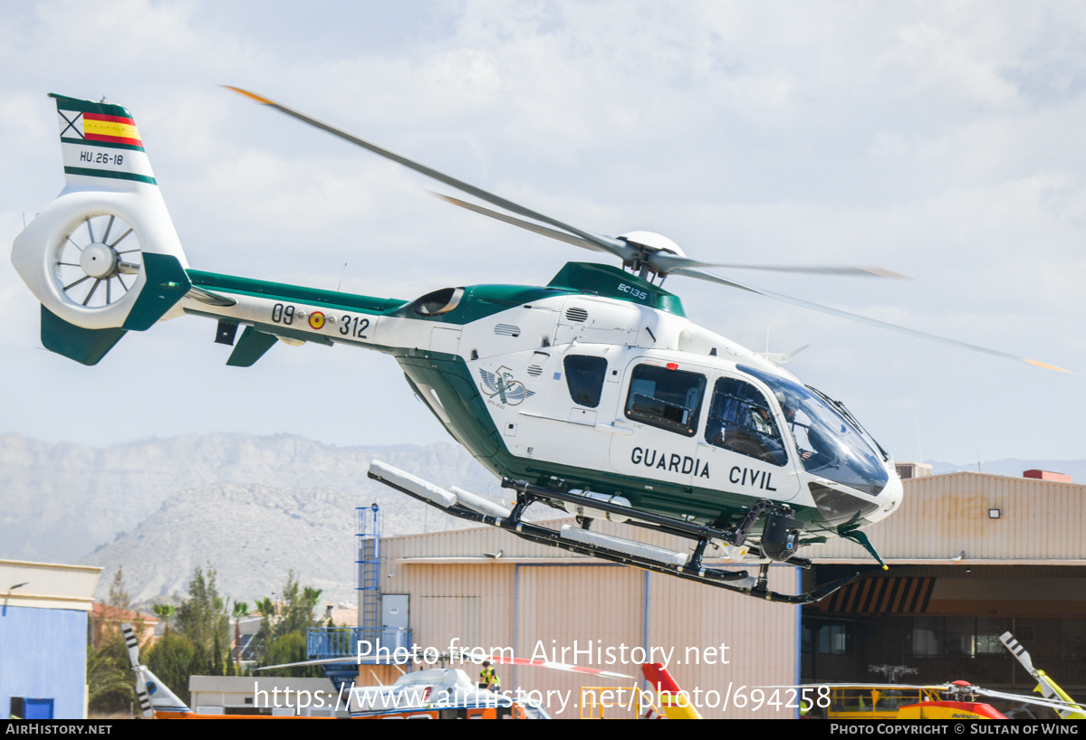 Aircraft Photo of HU.26-18 | Eurocopter EC-135P-2+ | Spain - Guardia Civil | AirHistory.net #694258