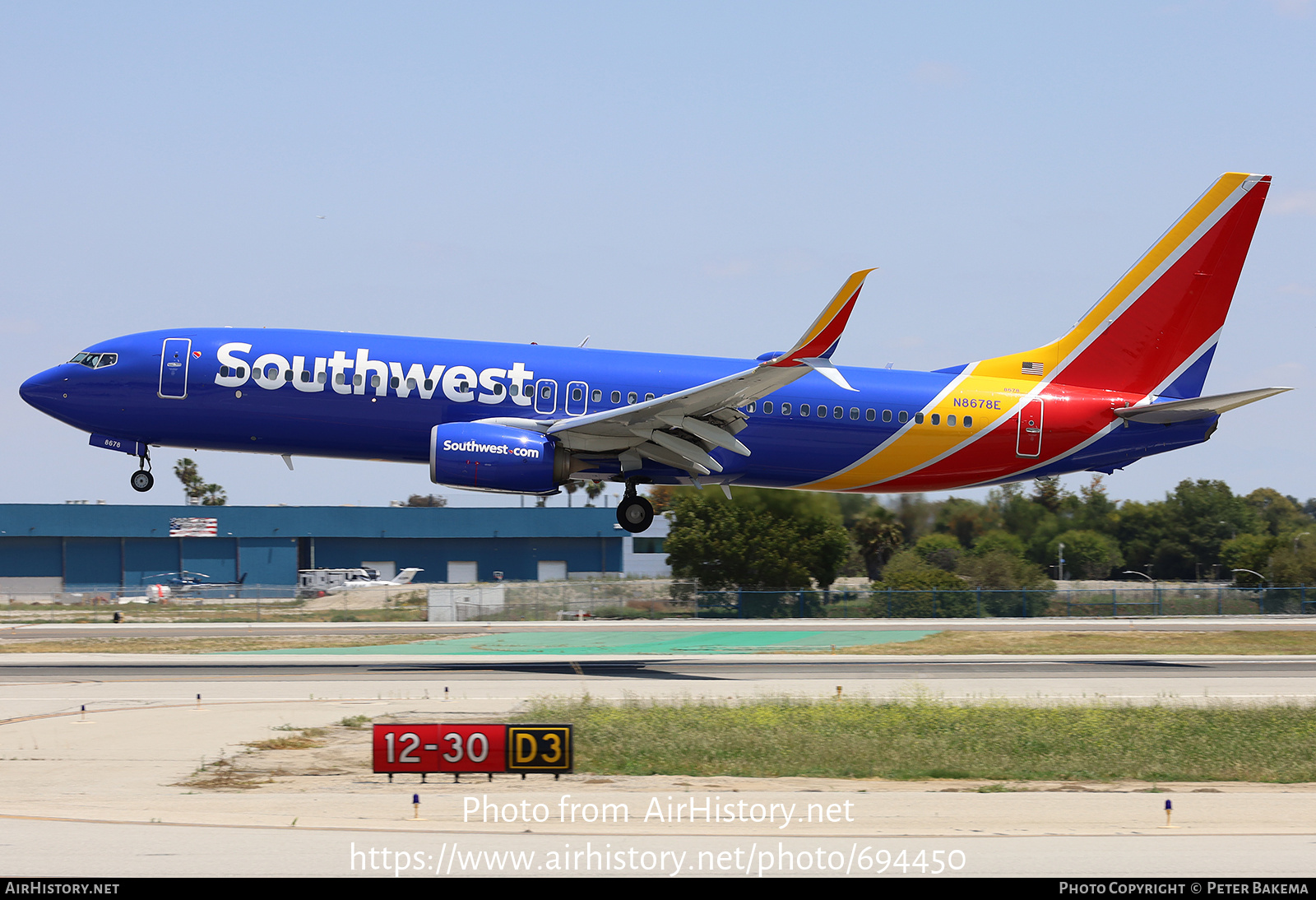 Aircraft Photo of N8678E | Boeing 737-8H4 | Southwest Airlines | AirHistory.net #694450