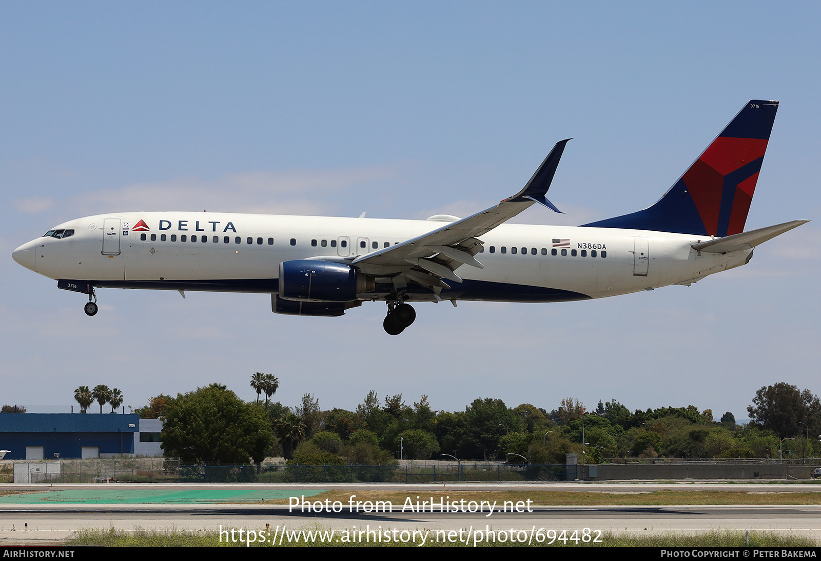 Aircraft Photo of N386DA | Boeing 737-832 | Delta Air Lines | AirHistory.net #694482