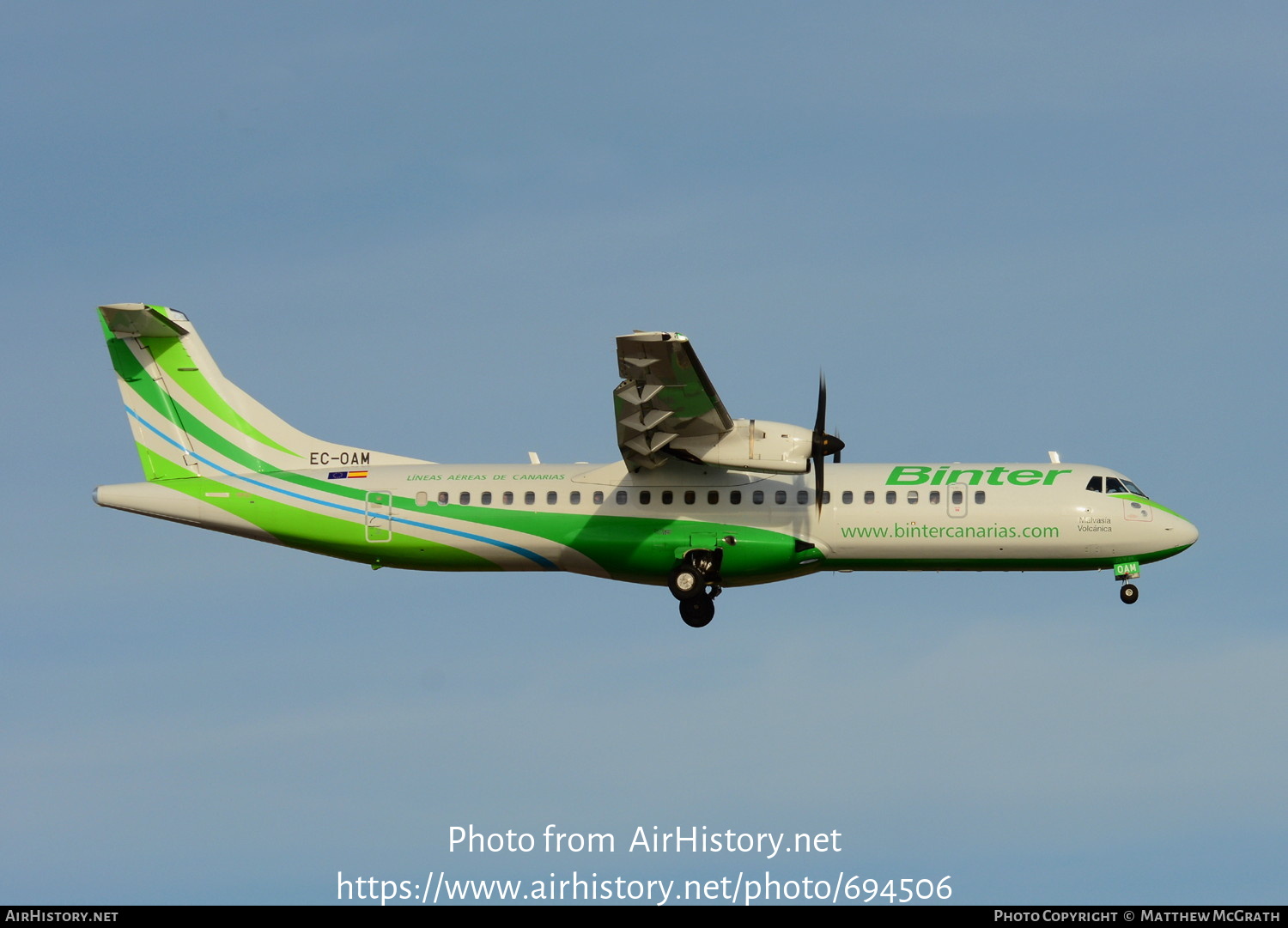 Aircraft Photo of EC-OAM | ATR ATR-72-600 (ATR-72-212A) | Binter Canarias | AirHistory.net #694506