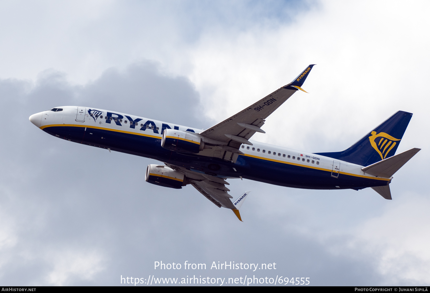 Aircraft Photo of 9H-QDN | Boeing 737-800 | Ryanair | AirHistory.net #694555