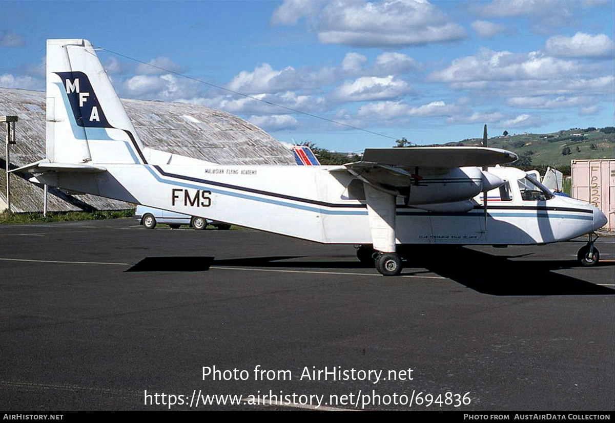 Aircraft Photo of ZK-FMS / FMS | Britten-Norman BN-2A-8 Islander | Malaysian Flying Academy - MFA | AirHistory.net #694836