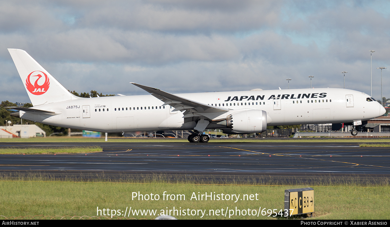 Aircraft Photo of JA875J | Boeing 787-9 Dreamliner | Japan Airlines - JAL | AirHistory.net #695437