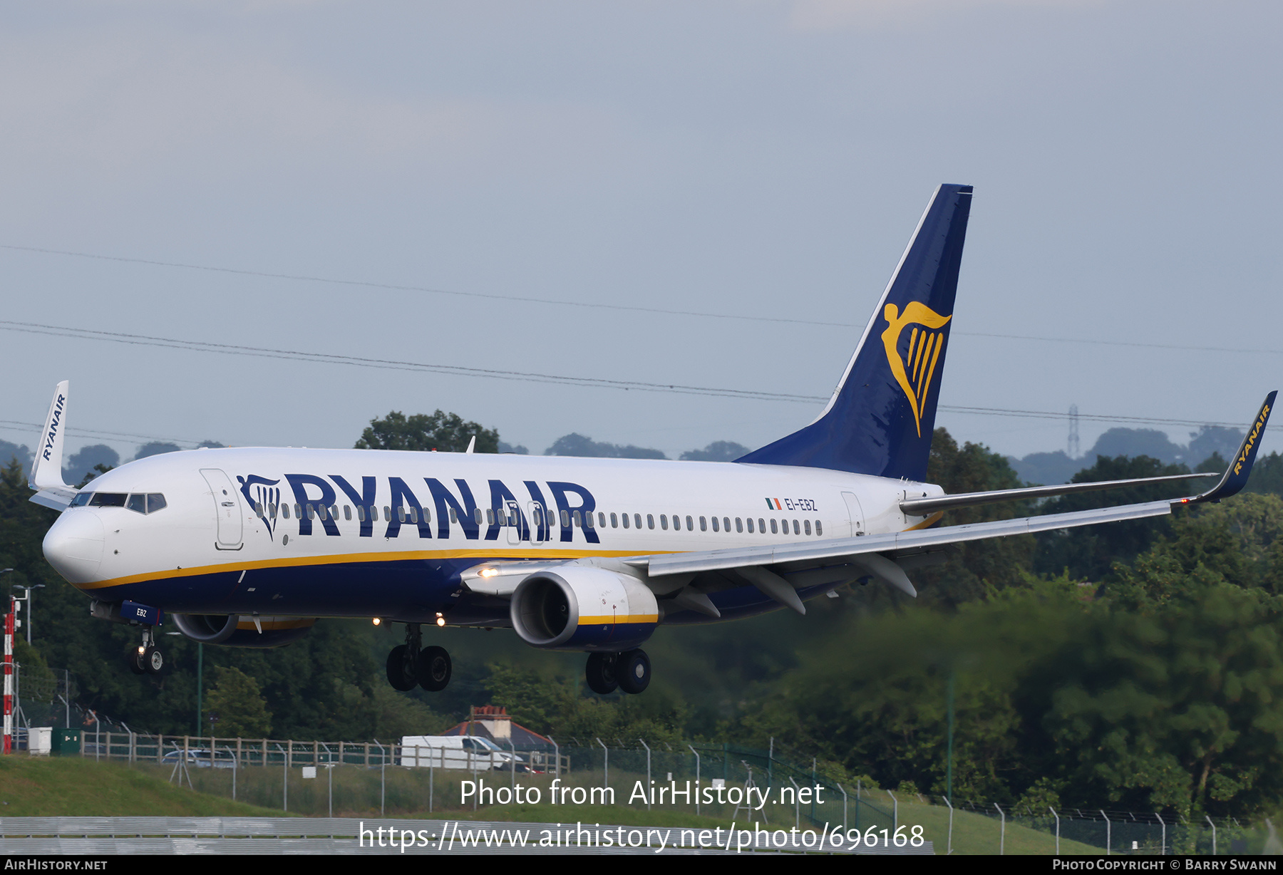 Aircraft Photo of EI-EBZ | Boeing 737-8AS | Ryanair | AirHistory.net #696168