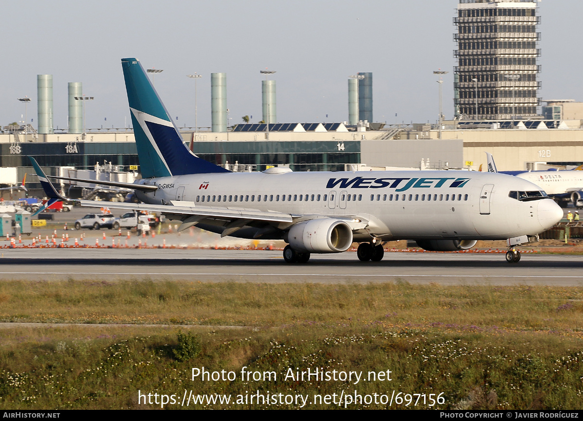 Aircraft Photo of C-GWSA | Boeing 737-8CT | WestJet | AirHistory.net #697156