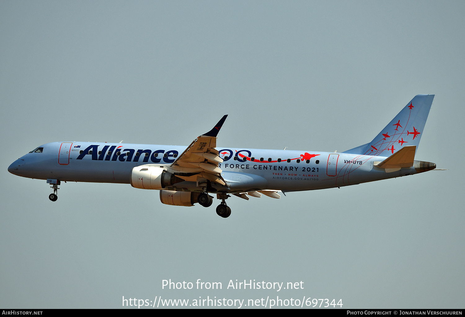 Aircraft Photo of VH-UYB | Embraer 190AR (ERJ-190-100IGW) | Alliance Airlines | AirHistory.net #697344