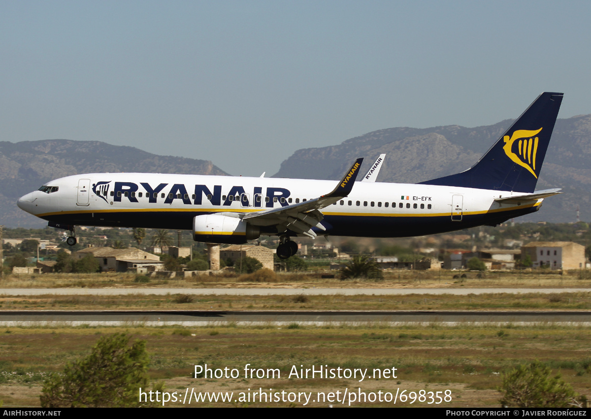 Aircraft Photo of EI-EFK | Boeing 737-8AS | Ryanair | AirHistory.net #698358