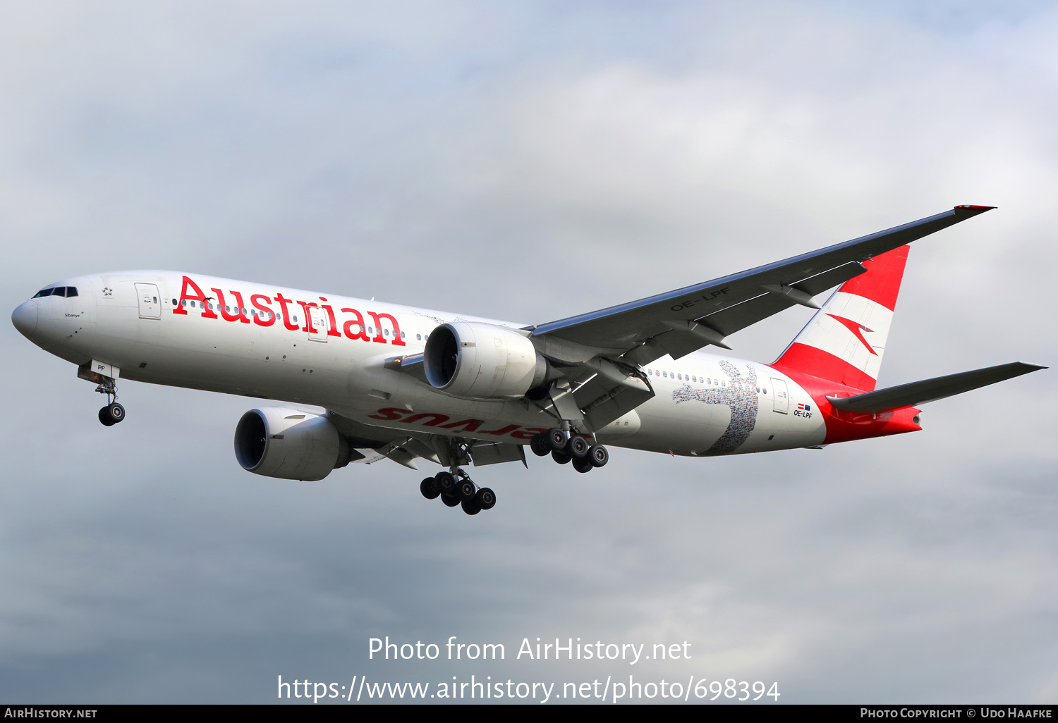 Aircraft Photo of OE-LPF | Boeing 777-2Q8/ER | Austrian Airlines | AirHistory.net #698394