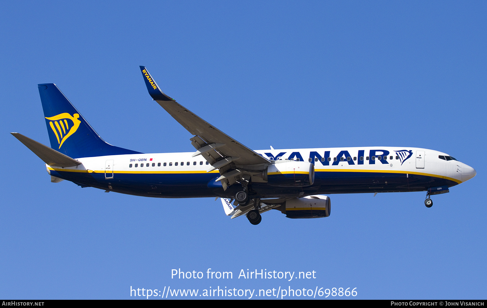 Aircraft Photo of 9H-QBN | Boeing 737-8AS | Ryanair | AirHistory.net #698866