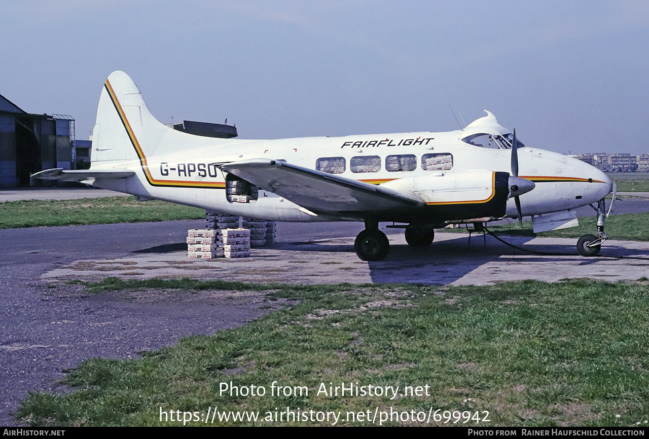 Aircraft Photo of G-APSO | De Havilland D.H. 104 Dove 5 | Fairflight Charters | AirHistory.net #699942