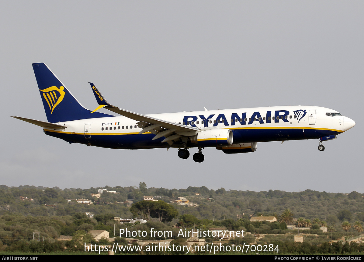 Aircraft Photo of EI-DPY | Boeing 737-8AS | Ryanair | AirHistory.net #700284