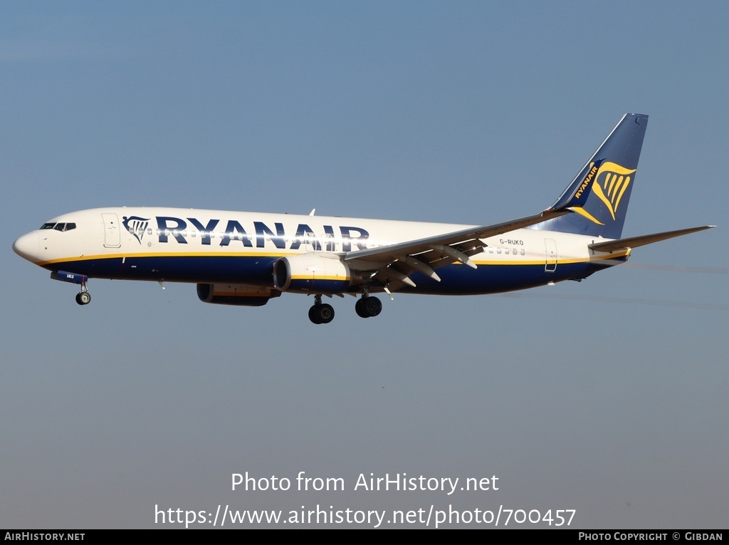 Aircraft Photo of G-RUKO | Boeing 737-8AS | Ryanair | AirHistory.net #700457