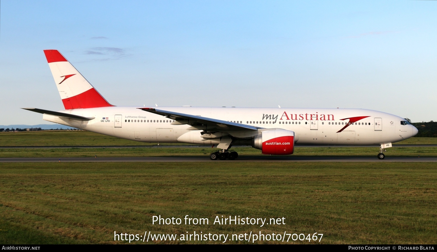 Aircraft Photo of OE-LPD | Boeing 777-2Z9/ER | Austrian Airlines | AirHistory.net #700467