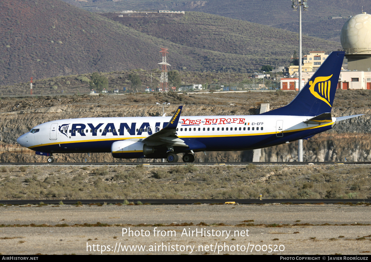 Aircraft Photo of EI-EFP | Boeing 737-8AS | Ryanair | AirHistory.net #700520