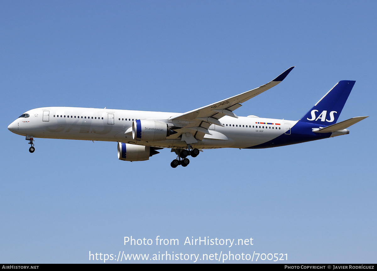 Aircraft Photo of SE-RSF | Airbus A350-941 | Scandinavian Airlines - SAS | AirHistory.net #700521