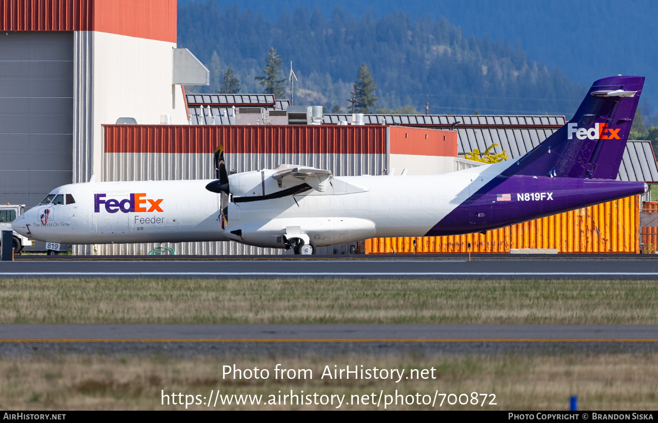 Aircraft Photo of N819FX | ATR ATR-72-212/F | FedEx Feeder | AirHistory.net #700872