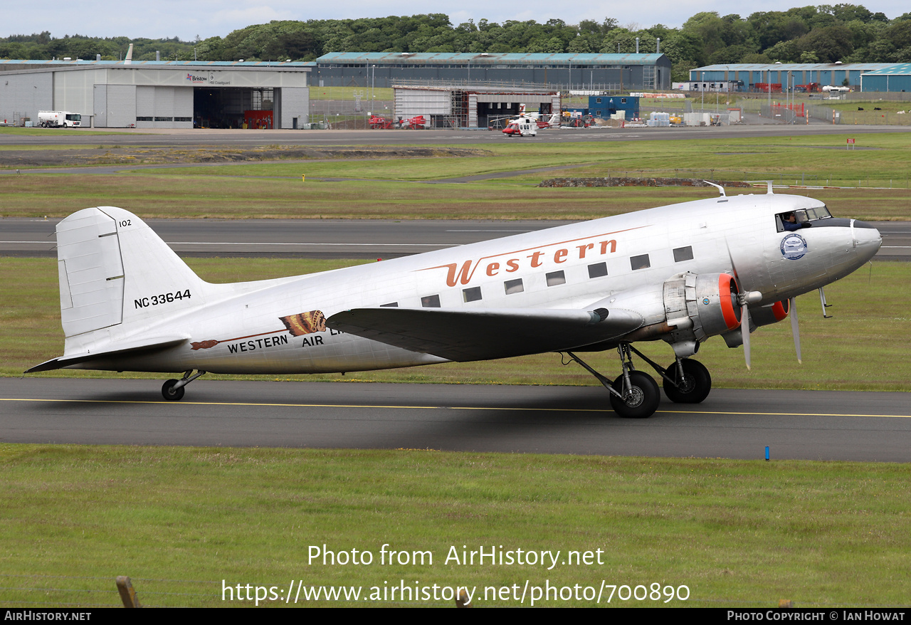 Aircraft Photo of N33644 / NC33644 | Douglas DC-3A-197E | Western Air Lines | AirHistory.net #700890