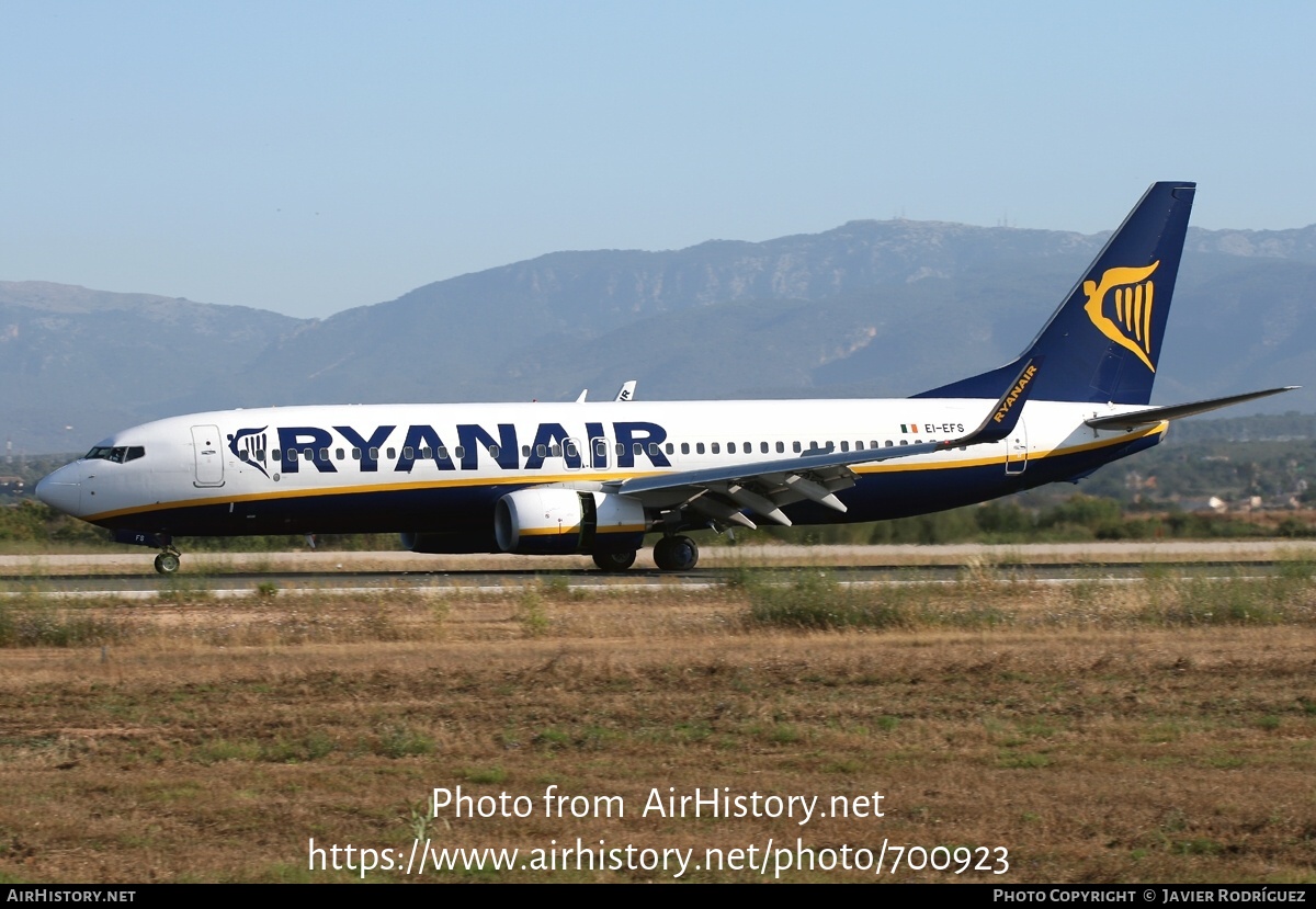 Aircraft Photo of EI-EFS | Boeing 737-8AS | Ryanair | AirHistory.net #700923