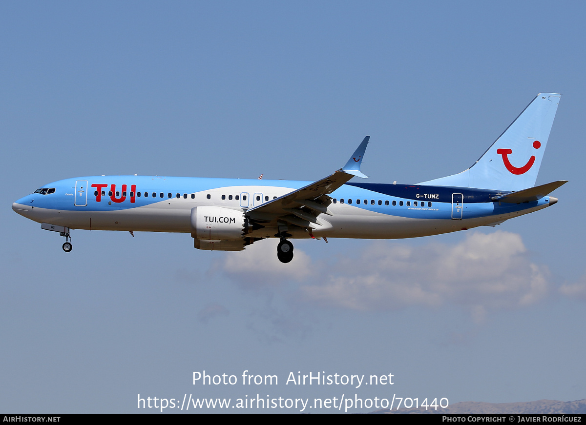 Aircraft Photo of G-TUMZ | Boeing 737-8 Max 8 | TUI | AirHistory.net #701440