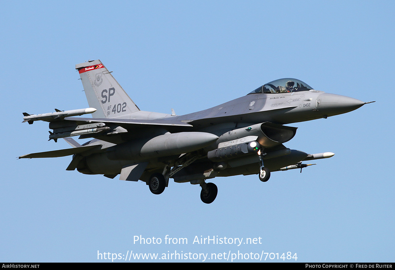 Aircraft Photo of 91-0402 / AF91-402 | Lockheed F-16CM Fighting Falcon | USA - Air Force | AirHistory.net #701484