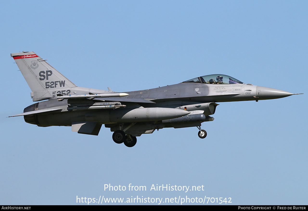 Aircraft Photo of 91-0352 / AF91-352 | General Dynamics F-16CJ Fighting Falcon | USA - Air Force | AirHistory.net #701542