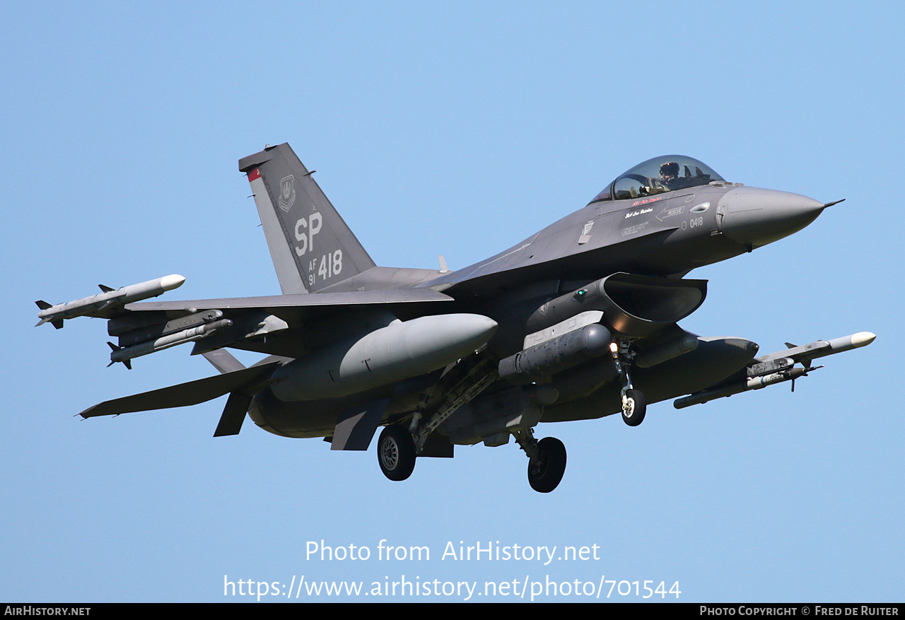 Aircraft Photo of 91-0418 / AF91-418 | Lockheed F-16CM Fighting Falcon | USA - Air Force | AirHistory.net #701544